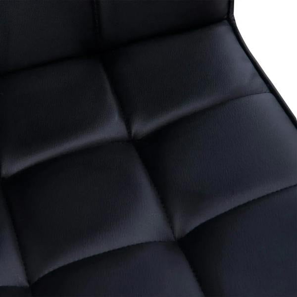 Black cushioned seat and back with stitched, PU leather-look panels