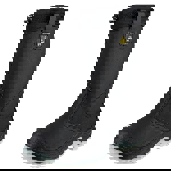 Amblers Safety Amblers FS209 Mens Water Resistant S3 Pull On Safety Rigger Boot, black waterproof work boot with durable sole and safety toe cap.