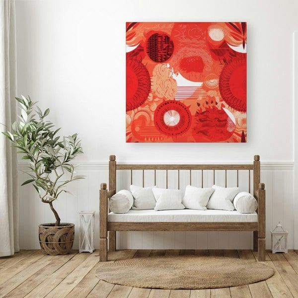 Warren Reed Abstract Red Sun pattern Canvas