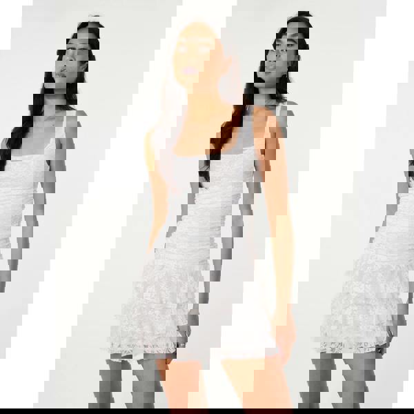 Pink Vanilla Lace Square Neck Dress - Ivory