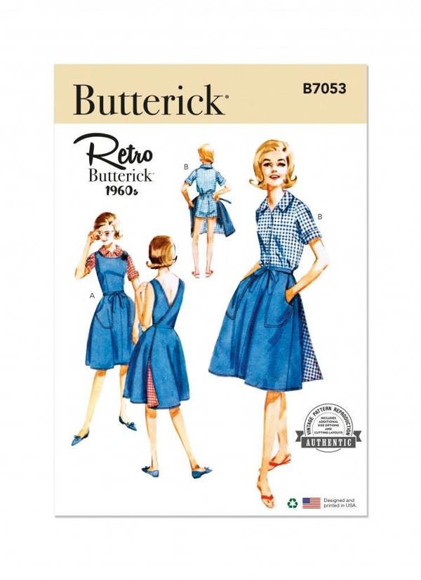 Butterick Sewing Pattern 7053, Dresses, Skirts, Shorts, Tops, Vintage Style for Women, U5 (16-18-20-22-24) - Intermediate