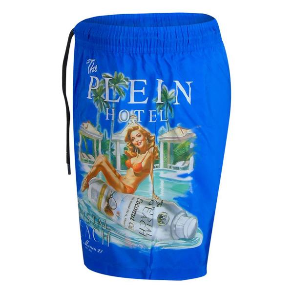Philipp Plein Pin Up Logo Medium Boardshort Dark Blue Swim Shorts L