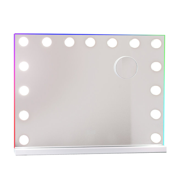 Downton Interiors White Modern LED Hollywood Vanity Tabletop Mirror with Bulbs 58cm - Soho Collection