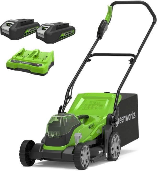 Greenworks Lawnmower 48V 36cm 2 x 2Ah Batteries and Charger