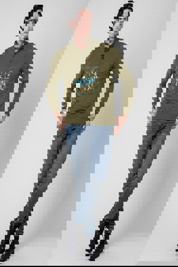 ENORSIA Button-Up Funnel Neck Sweatshirt