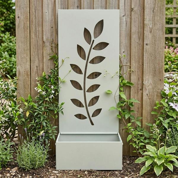 Garden Greatness Sage Green Decorative Screen with Fern Design