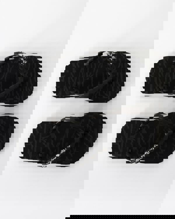 top shot of Emporio Armani Mens Flip Flops with Logo Strap in Black and White