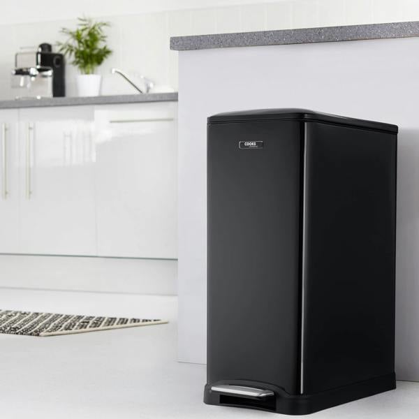 Cooks Professional 50L Dual Recycling Slimline Pedal Bin | Black