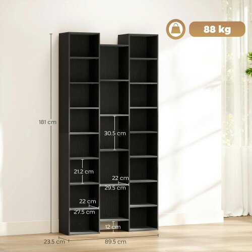 Wyld Haus Faelsu Nota Wooden Black Twenty One Compartment Storage Bookcase