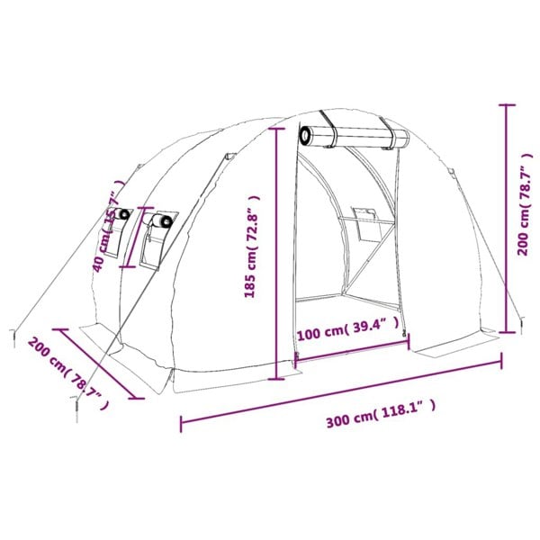 Berkfield Greenhouse with Steel Frame White 6 m�__ 3x2x2 m