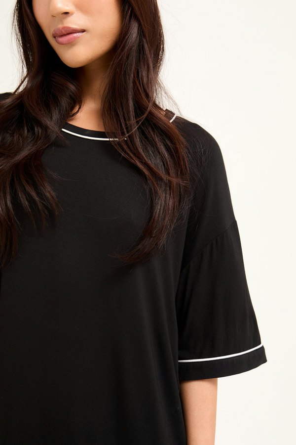 Bamboo Classic Tee Dress in Black - Wholesale - Nightgowns