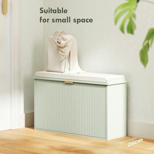 Wyld Haus Nohalu Baro Mint Green Wooden 8 Pair Shoe Bench With Cushioned Top