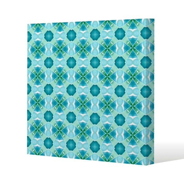 Benjamin Tate Design Green cool boho chic summer Slim Style Canvas Print  30x30cm , 15mm Slim Real wood.