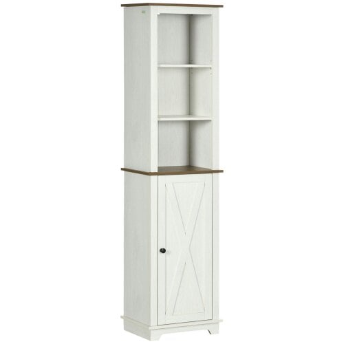 Wyld Haus Nesoli Tall Bathroom Storage Cabinet With Door And Adjustable Shelves White 39.5x30x160cm