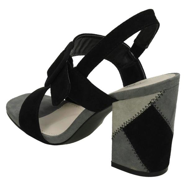 Spot On Ladies Spot On High Patchwork Heel Mule Sandals