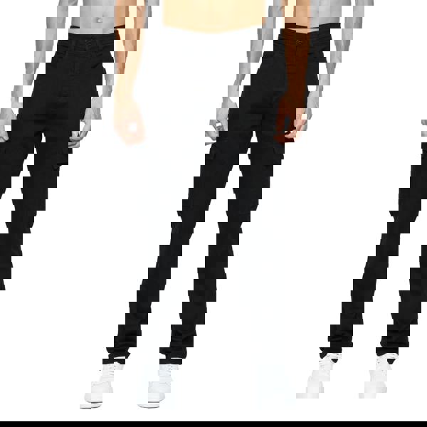 Crosshatch Mens Kremtap Cargo Jeans - Solid Black