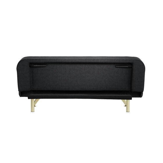 Wyld Haus Malahide Upholstered Black Velvet Tufted Sofa Bed Gold Metal Legs - Single