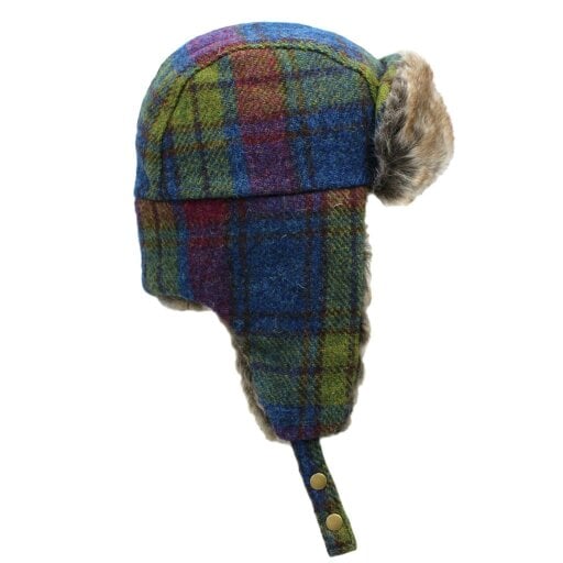 Heather Hats & Accessories Water Resistant British Waxed Cotton Trapper Hat, Satin Lining, Outdoor Wear, Lupin Blue