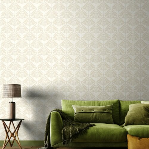 Hoopla Walls Palm Fan - Linen 10m Wallpaper
