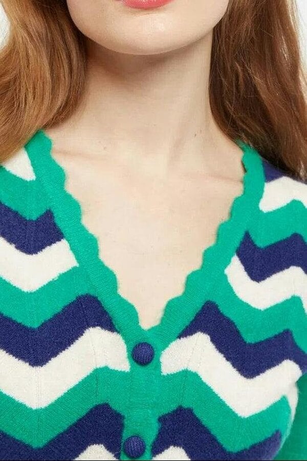 Louche Jeanie Zig Zag Stripe Short Sleeve Cardigan
