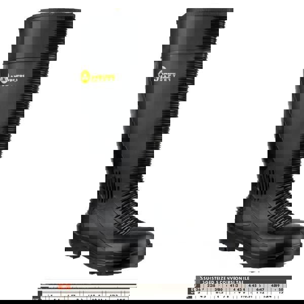 Amblers Safety Amblers FS100 Mens Construction Safety Steel Toe/Midsole Wellington, black waterproof rubber work boot with safety toe and midsole for construction safety.