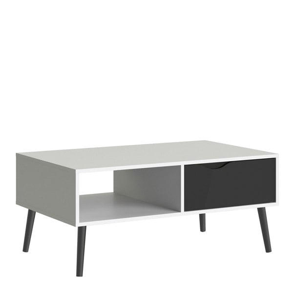 Furniture To Go Oslo Coffee Table 1 Drawer 1 Shelf in White and Black Matt