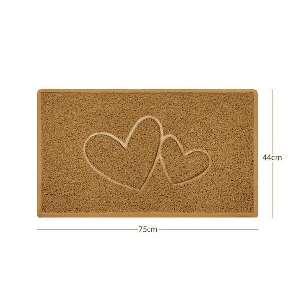 Nicoman "Double Heart" Embossed Loofah Textured Spaghetti Doormat