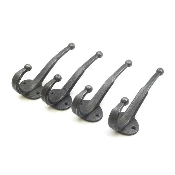 Cast Iron Contemporary Coat Hook - Pack of 4 Hooks