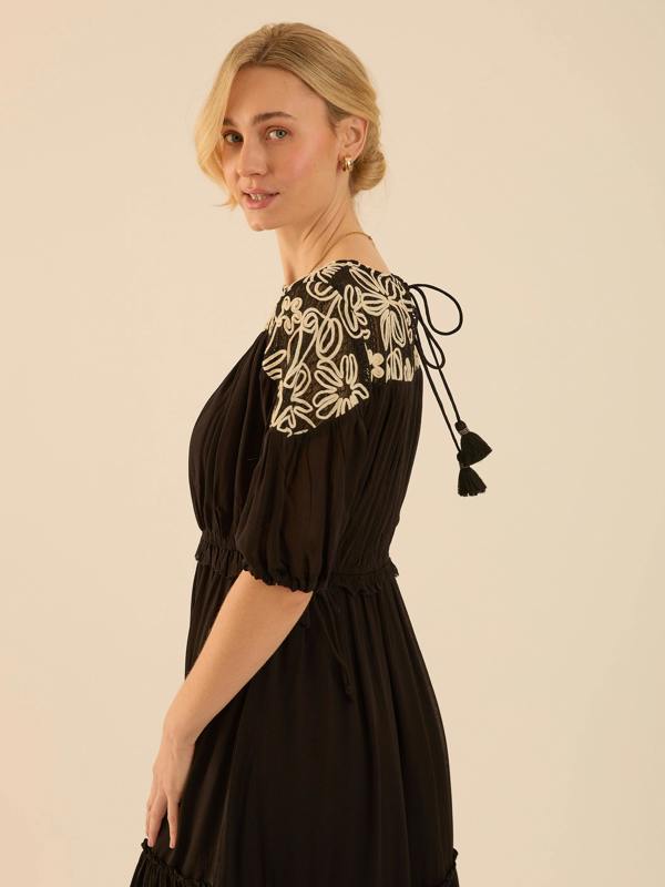 Rose & Nancy Rhea Black Lace Maxi Boho Dress