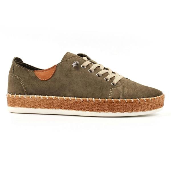 Lunar Womens Maddison II Suede Plimsolls - Khaki