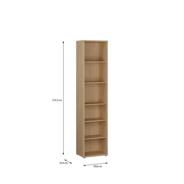 Furniture To Go Alice Springs Tall Narrow Bookcase with 5 Shelves in Elegancia Oak