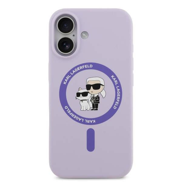 Karl Lagerfeld Liquid Silicone Karl and Choupette Case with MagSafe for iPhone 17 6.3" Purple - KLHMP17SSCMKCRHU