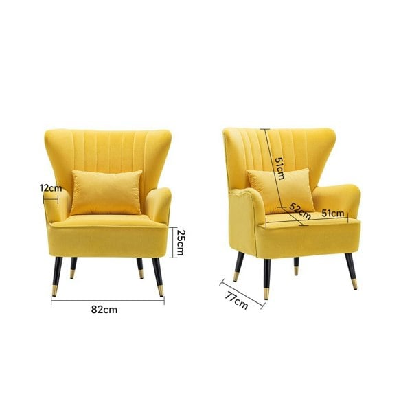 Comfortable Velvet Wingback Armchair with Cushion Wingback Chairs Living and Home
