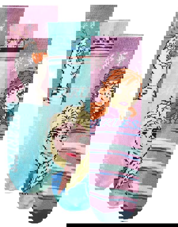 Disney Unisex Kids Blue Frozen Calf Socks Set of 3