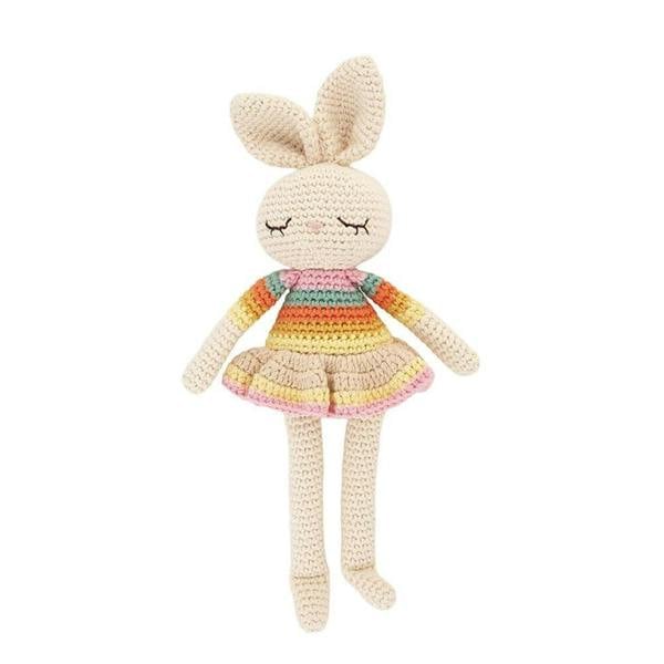 The Bonnie Mob Bonnie Ballerina Bunny Crochet Toy- Pink rainbow