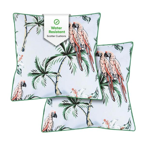 Gardenwize Pair of Outdoor Scatter Cushions – Pink Parrot Design