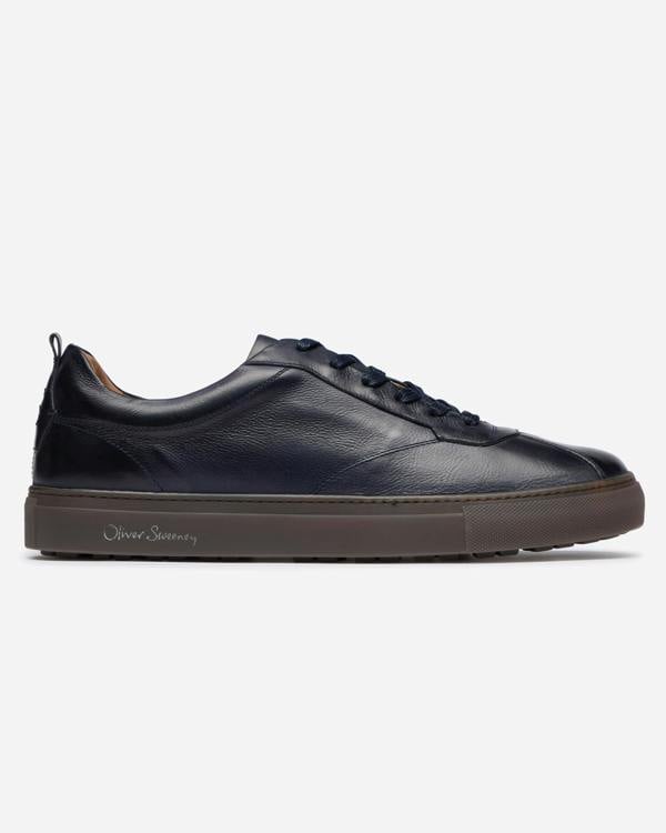 Oliver Sweeney Ermida Mens Hand Finished Calf Leather Trainers - Navy