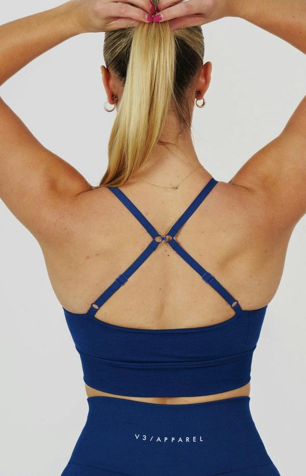 V3 Apparel Tempo Seamless Scrunch Leggings & Multi-Way Sports Bra Set - Midnight Blue