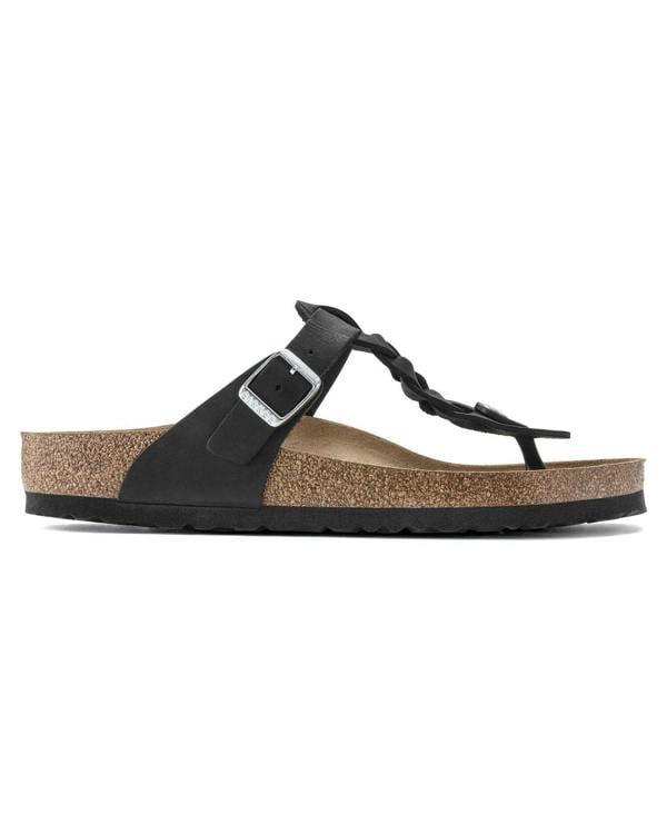 Birkenstock Gizeh Braided Natural Oiled Leather Womens Sandals - Black - CHO - Designer Womens Sandals