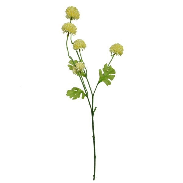 Leaf Pack of 6 x 50cm Dahlia Pompom Yellow Artificial Stem