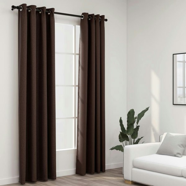 Berkfield Linen-Look Blackout Curtains with Grommets 2pcs Taupe 140x245cm