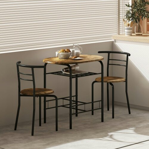 Wyld Haus Vespa Rustic Brown Compact 3 Piece Dining Table And Chair Set