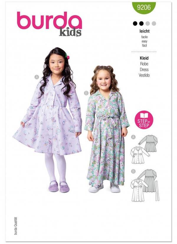 Burda Sewing Pattern 9206 Dresses For Kids, 4-11 (104-146) - Easy