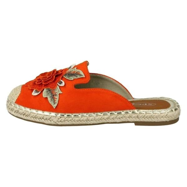 Spot On Ladies Spot On Flower Embellishment Espadrille Mules