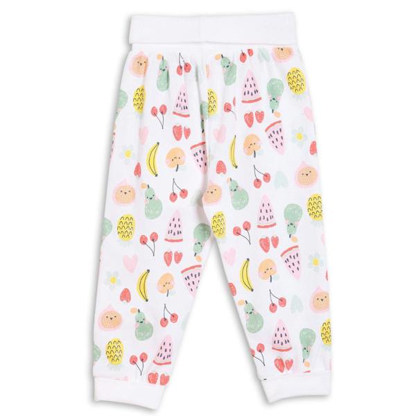 Mini Cuddles Baby Girls 3pk Fruits Print, Solid And Striped Leggings, Multicolour