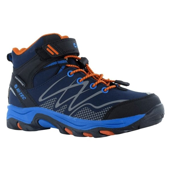 Hi-Tec Blackout Mid Polyester Soft Shell Boys's Navy/Orange/Lake Blue Hiking Boots