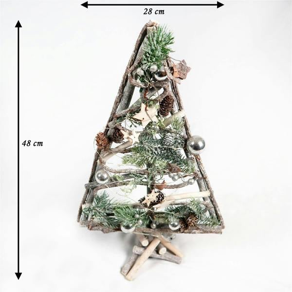 48cm Wooden Tree Decoration with 20 Warm White LEDs, Rustic Indoor Christmas Display image 4