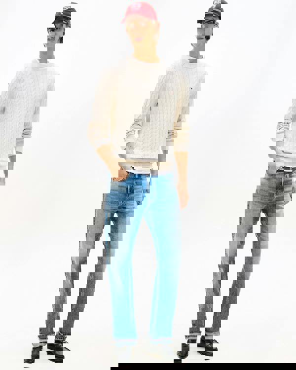 Tommy Hilfiger Classic Cable Mens Crew Jumper - Heathered Oatmilk