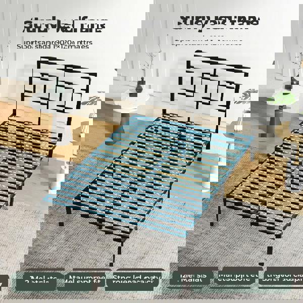 Levede Small Double Bed Frame Metal Platform with Headboard Heavy Duty 4FT Black