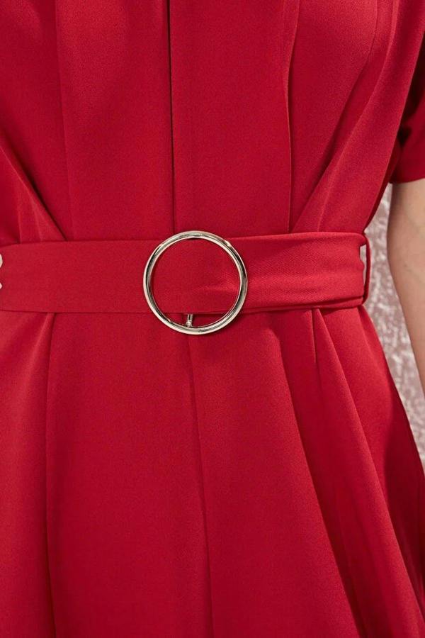WOVCOR A-Line Dress with Belt Detail